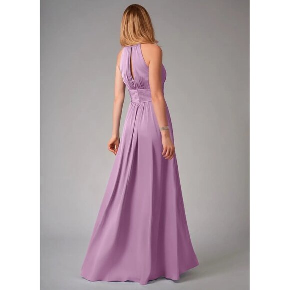 Azazie Bonnie Stretch Wisteria A-Line Pleated Stretch Satin Dress Bridesmaid A6 - Picture 2 of 15